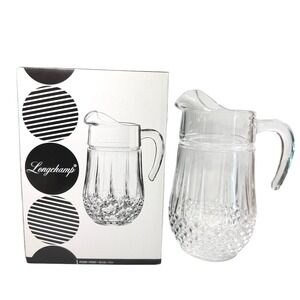 LONGCHAMP 1.5L Crystal Pitcher Made in France Clear 50.5 oz 9in NIB NEW